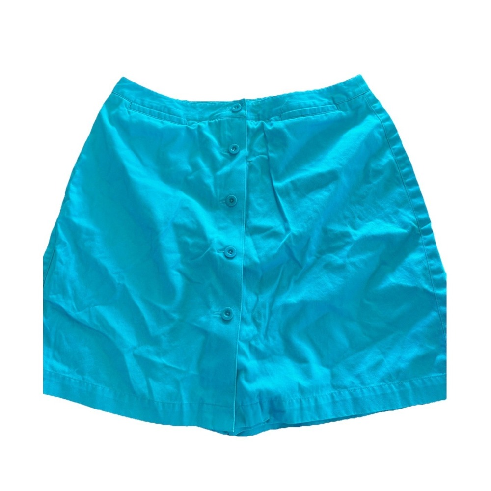 Vintage Skort Button Front Short Preppy Turquoise Blue 10‎ Large